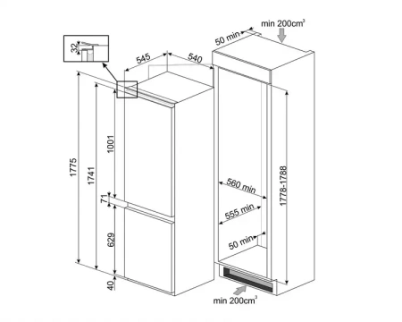 картинка Встраиваемый холодильник Smeg C8175TNE от магазина SEFI