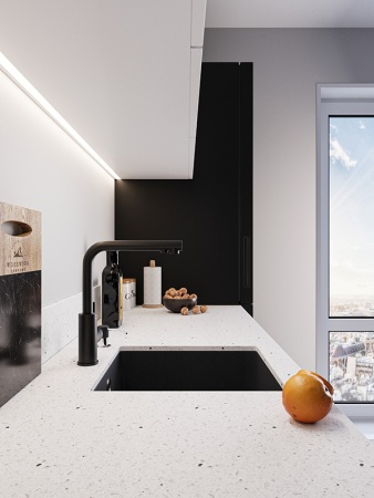 картинка Смеситель для кухни с выдвижной лейкой и подключением к фильтру, EMAR ЕС-7015, цвет Black от магазина SEFI