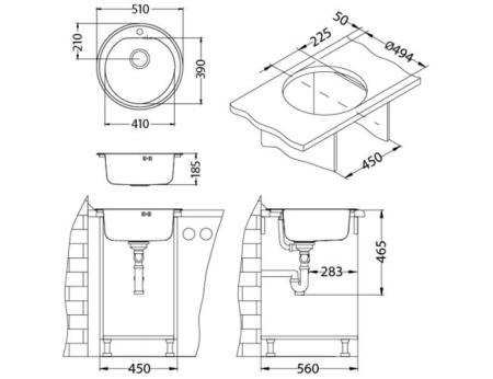картинка Мойка Alveus FORM 30 SAT-90 FI 510x185 в комплекте с сифоном 1130550 от магазина SEFI
