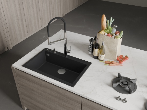 картинка Мойка Rivelato ZENO 7650 1-чаш 760*500 Черн.глубокий 503 от магазина SEFI