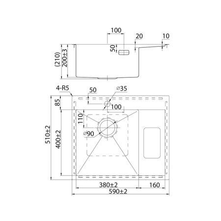 картинка Мойка, нерж. сталь, сатин, чаша слева, 590*510, Haze, IDDIS, HAZ59SLi77 от магазина SEFI