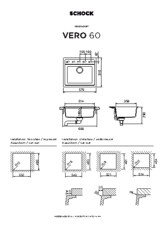 картинка Кухонная мойка SCHOCK VERO 60 CRISTADUR поларис от магазина SEFI
