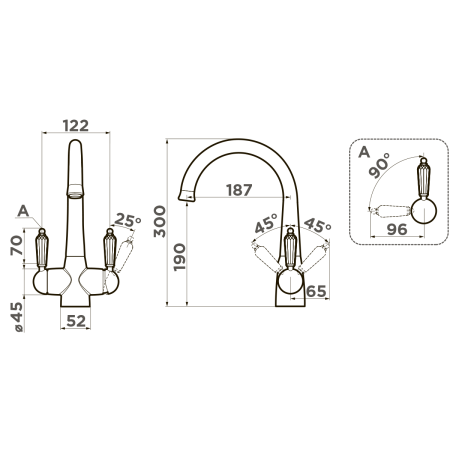 картинка Смеситель Omoikiri Okinawa 2-G латунь/золото от магазина SEFI