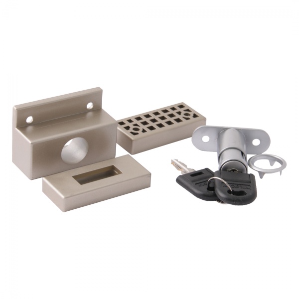 картинка Замок для раздвижных 2-х дверей SENATOR механический шампань PL от магазина SEFI