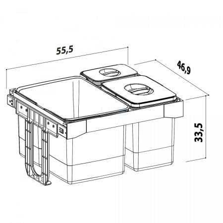 картинка Система сортировки FREE JAZZ на распашной фасад 600 мм, 3 ведра (1х34л, 1х15л, 1х7л), цвет - графит магазин SEFI являющийся официальным дистрибьютором в России  картинка Система сортировки FREE JAZZ на распашной фасад 600 мм, 3 ведра (1х34л, 1х15л, 1х7л), цвет - графит от магазина SEFI