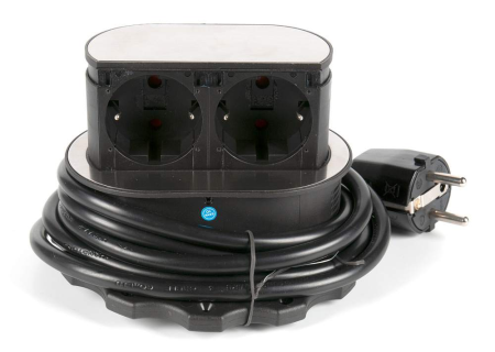 картинка PICCOLINO Выдвижной блок: 2 электрические розетки HPF Piccolino, нержавеющая сталь (арт. H-311201) от магазина SEFI