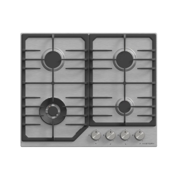 картинка Газовая варочная панель HiSTORY HGE 643C FIX, Серебристая INOX от магазина SEFI