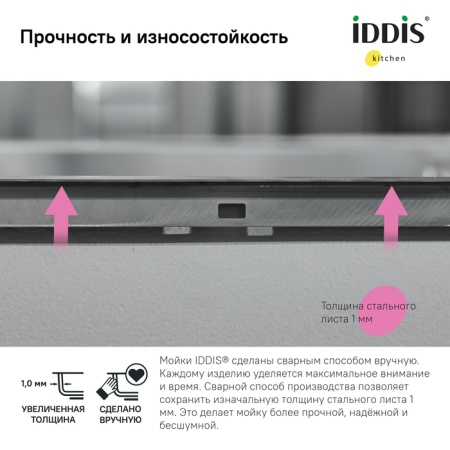 картинка Мойка, нерж. сталь, сатин, 490*510, Haze, IDDIS, HAZ49S0i77 от магазина SEFI