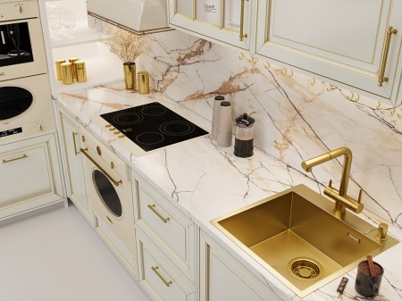 картинка Мойка EMAR 117A, покрытие PVD, цвет Золото - с дозатором в комплекте от магазина SEFI