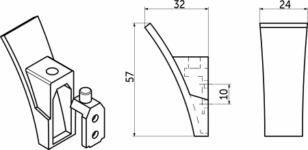 картинка Крючок меб. однорожковый мет. SLASH черный матовый AKS магазин SEFI являющийся официальным дистрибьютором в России  картинка Крючок меб. однорожковый мет. SLASH черный матовый AKS от магазина SEFI