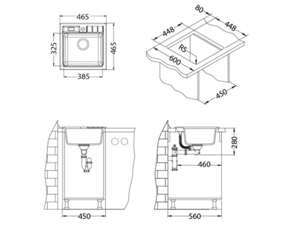 картинка Мойка ALVEUS NIAGARA 20 GRANITAL BEIGE-G55  465x465x180;1x с сифоном 1105419, от магазина SEFI