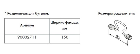 картинка Разделитель для бутылочниц с жестяным дном на ширину фасада 150 мм от магазина SEFI