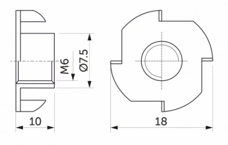 картинка Гайка усовая (носковая) М6*10 белый цинк (уп/1тыс.шт) AKS от магазина SEFI