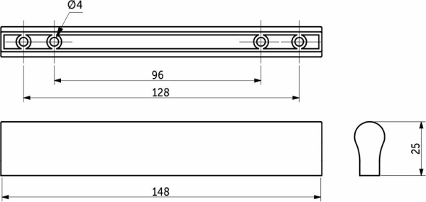 картинка Ручка меб. скоба пластик. С-24 96/128 металлик без саморезов магазин SEFI являющийся официальным дистрибьютором в России  картинка Ручка меб. скоба пластик. С-24 96/128 металлик без саморезов от магазина SEFI