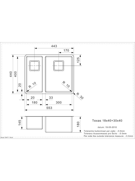 картинка Мойка Reginox Texas L 18x40+30x40 matt от магазина SEFI