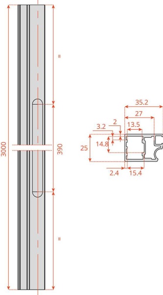 картинка Алюминиевый профиль 3000мм с ручкой от магазина SEFI