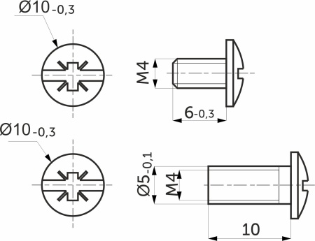 картинка Стяжка межшкафная d5 М4x10 (уп/1тыс.шт.), AKS от магазина SEFI