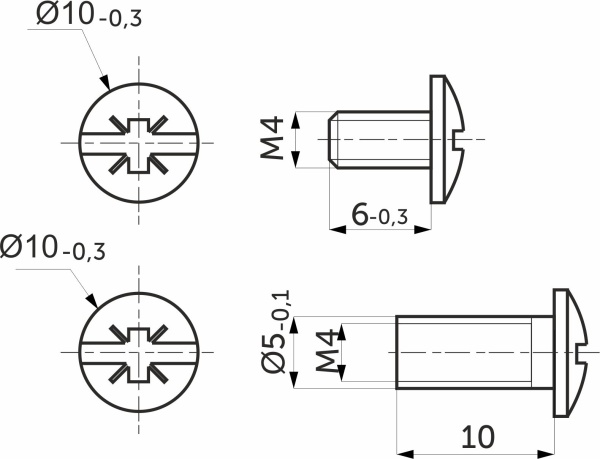 картинка Стяжка межшкафная d5 М4x10 (уп/1тыс.шт.), AKS от магазина SEFI