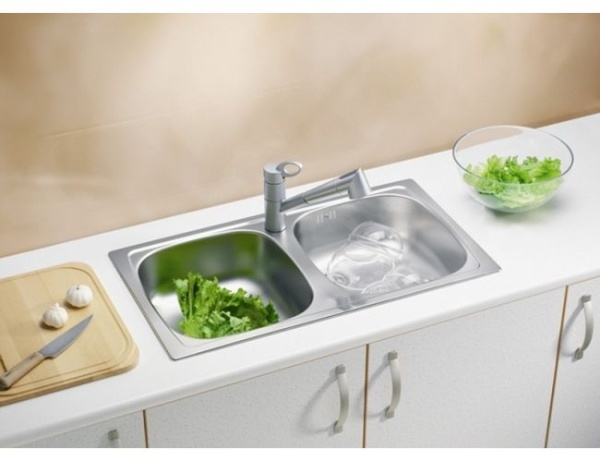 картинка Мойка BASIC 160 NAT-90 780X435 2X  в комплекте с сифоном 1130557, от магазина SEFI