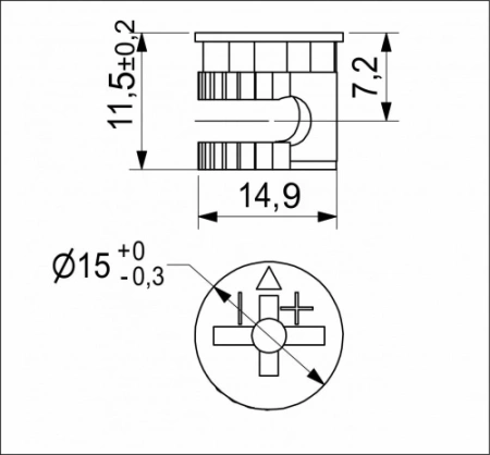 картинка Эксцентрик 15x11,5 для плиты 16 мм (уп/1тыс.шт) AKS PLUS магазин SEFI являющийся официальным дистрибьютором в России  картинка Эксцентрик 15x11,5 для плиты 16 мм (уп/1тыс.шт) AKS PLUS от магазина SEFI