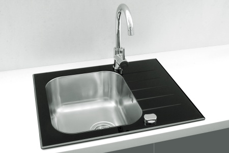 картинка Мойка ALVEUS VITRO 10 RAL9005-90 (черная)600X500 c сифоном клапан-автомат 1058656, от магазина SEFI