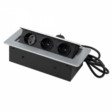 картинка Выдвижной удлинитель NOVA, 3 розетки, алюминий, AKS от магазина SEFI