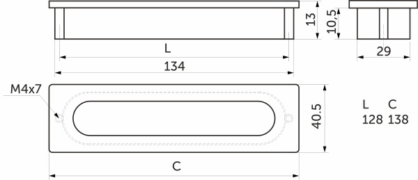 картинка Ручка меб. врезная мет. ENTRO 128 белый, AKS от магазина SEFI