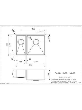 картинка Мойка Reginox Florida L 18x37+34x37 lux от магазина SEFI