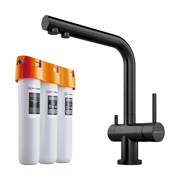 картинка Комплект смеситель + фильтр Nagano-GM + Pure drop Lite |вороненая сталь от магазина SEFI