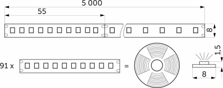 картинка Лента светодиодная двухцветная (CCT) - 14,4W/m, 24V, 8мм, 2835, 180 д/м, IP20, тепл-холод белый, 5м, AKS от магазина SEFI
