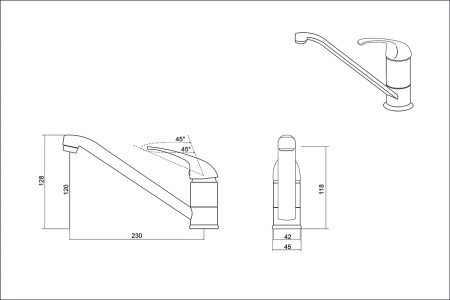 картинка Смеситель для кухни, EMAR 3009, цвет Барит от магазина SEFI