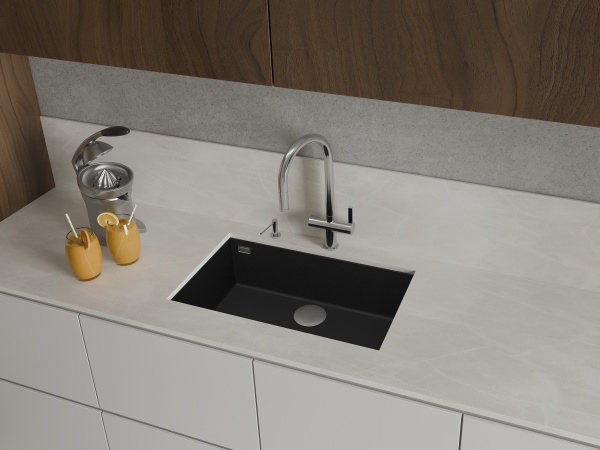 картинка Мойка Rivelato STRIA 7669 1-чаш 760*435 Черн.глубокий 503 от магазина SEFI