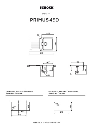 картинка Кухонная мойка SCHOCK PRIMUS 45D CRISTALITE оникс от магазина SEFI