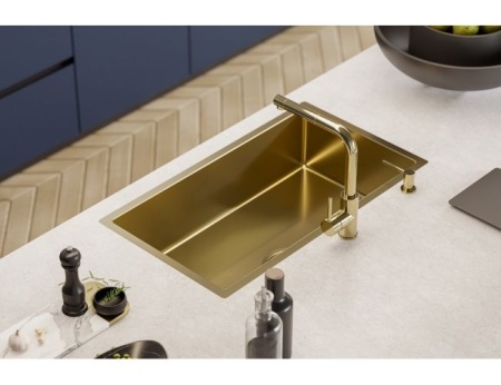 картинка Мойка ALVEUS QUADRIX MONARCH 60 GOLD 740x400x200 в компл. с выпуском без сифона, от магазина SEFI