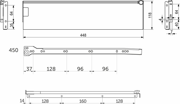 картинка Система ящиков Металбокс AKS L-450 белый H=118 левая+правая от магазина SEFI