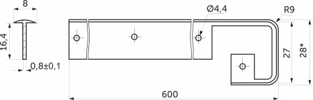 картинка Планка соединительная к столешнице 26 СКИФ алюминий AKS от магазина SEFI