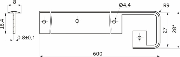картинка Планка соединительная к столешнице 26 СКИФ алюминий AKS от магазина SEFI