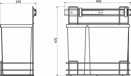 картинка Мусорные контейнеры выдвижные 300 (1*15LT, 1*6LT), графит WIEXPOL от магазина SEFI