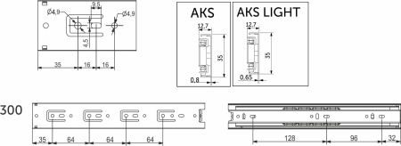 картинка Направляющая шариковая L-300 h=35 AKS A от магазина SEFI