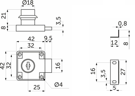картинка Замок для распашной двери механический 138 AKS c цифровым ключом от магазина SEFI