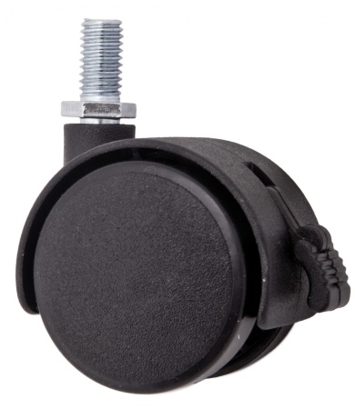 картинка Колесо меб. пласт. d40 с винтом М8 с торм., черный AKS от магазина SEFI