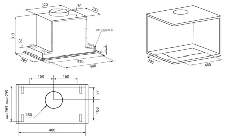 картинка Встраиваемая вытяжка Krona SELINA 600 GLASS BLACK S от магазина SEFI
