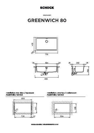картинка Кухонная мойка SCHOCK GREENWICH 80 CRISTADUR магма от магазина SEFI