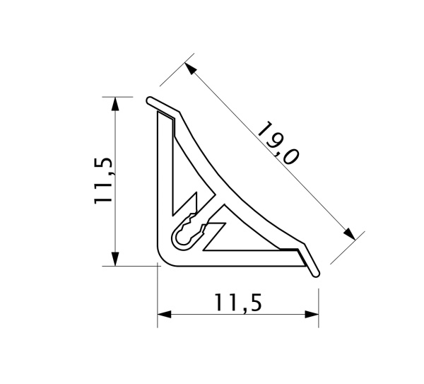 картинка Плинтус ПВХ узкий к столешнику 494 белый глянец (201) THERMOPLAST (1шт=3м.п.) от магазина SEFI