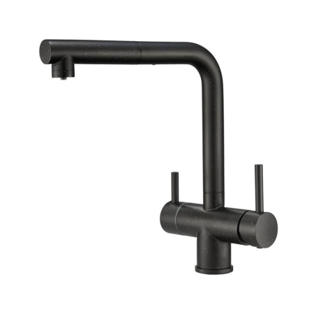 картинка Смеситель для кухни с выдвижной лейкой и подключением к фильтру, EMAR ЕС-7017, цвет Морион от магазина SEFI