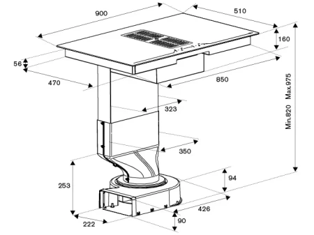 картинка Индукционная варочная панель со встроенной вытяжкой Bertazzoni P904ICHNE от магазина SEFI