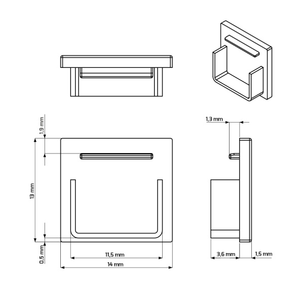 картинка Заглушка к алюминиевому профилю Line (Polarus Opal), серая, HLT от магазина SEFI