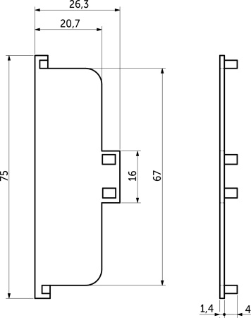 картинка Комплект заглушек металлич. внутр. к профилю Gola, С-образных (левая+правая) черный 3 AKS от магазина SEFI