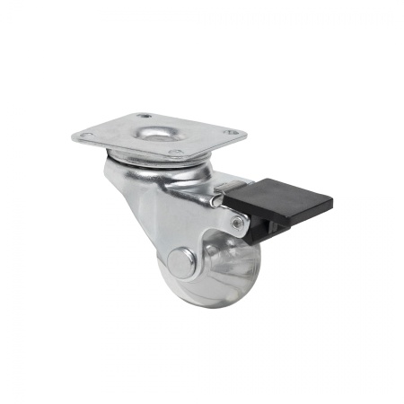 картинка Колесо меб. CRYSTAL/2 d35 h51 с площадкой с торм., прозрачный AKS от магазина SEFI