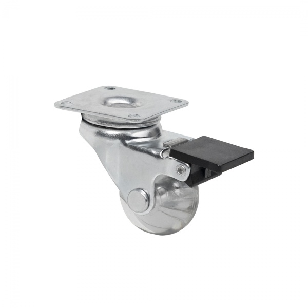 картинка Колесо меб. CRYSTAL/2 d35 h51 с площадкой с торм., прозрачный AKS от магазина SEFI